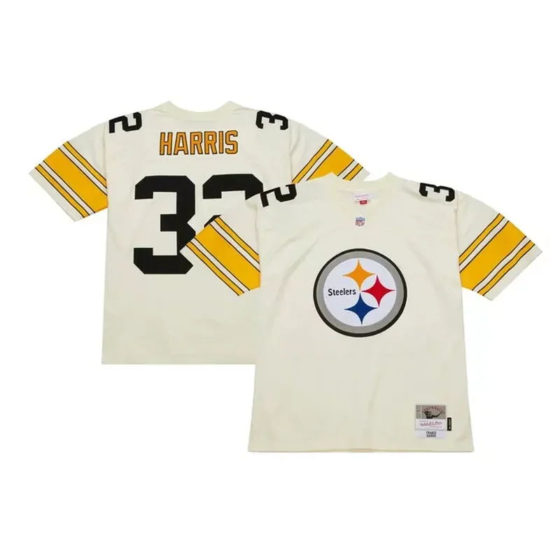 Franco Harris Pittsburgh Steelers Chainstitch Legacy Jersey Cream
