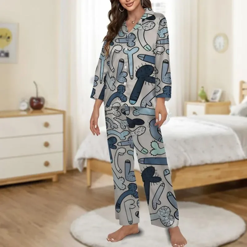 Funny Rooster Pajama Set Novelty Loungewear Gift Pajamas
