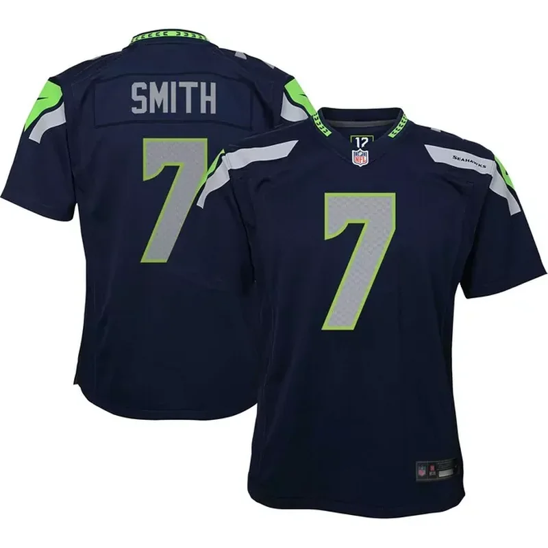Geno Smith Seattle Seahawks Game Jersey Navy