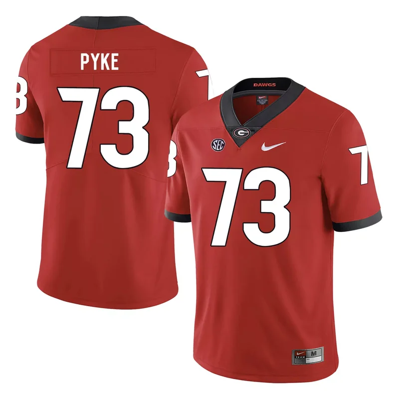 Georgia Bulldogs 73 Greg Pyke Red College Jersey