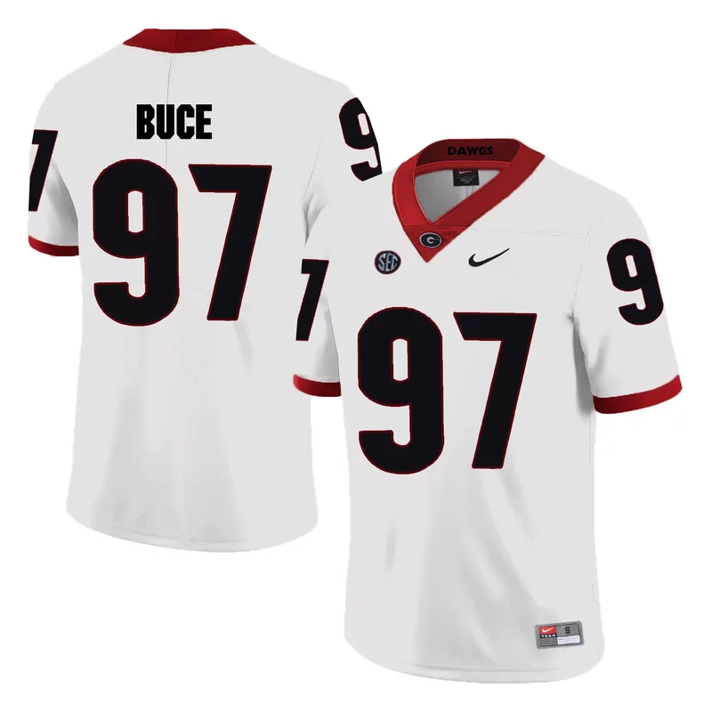 Georgia Bulldogs 97 Brooks Buce White College Jersey