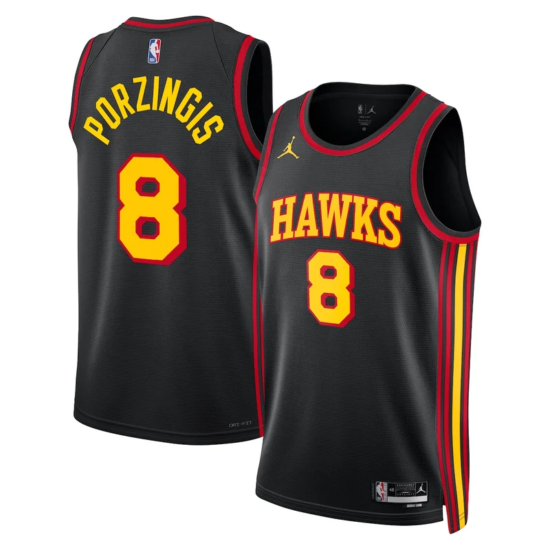 Atlanta Hawks Jordan Statement Edition Jersey - Black - Kristaps PorziÅ†Ä£is - Unisex