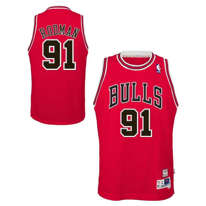 Chicago Bulls Dennis Rodman 1997-98 Hardwood Classics Road Jersey - Red