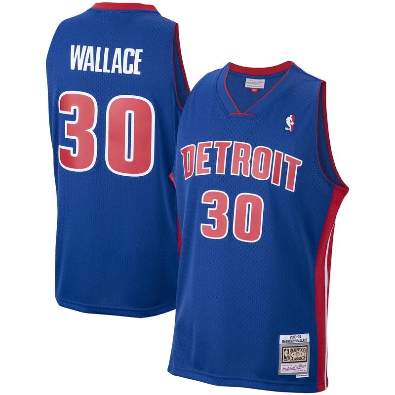 Isiah Thomas Blue/Red Detroit Pistons Hardwood Classics 1988/89 Split Jersey - Image 2