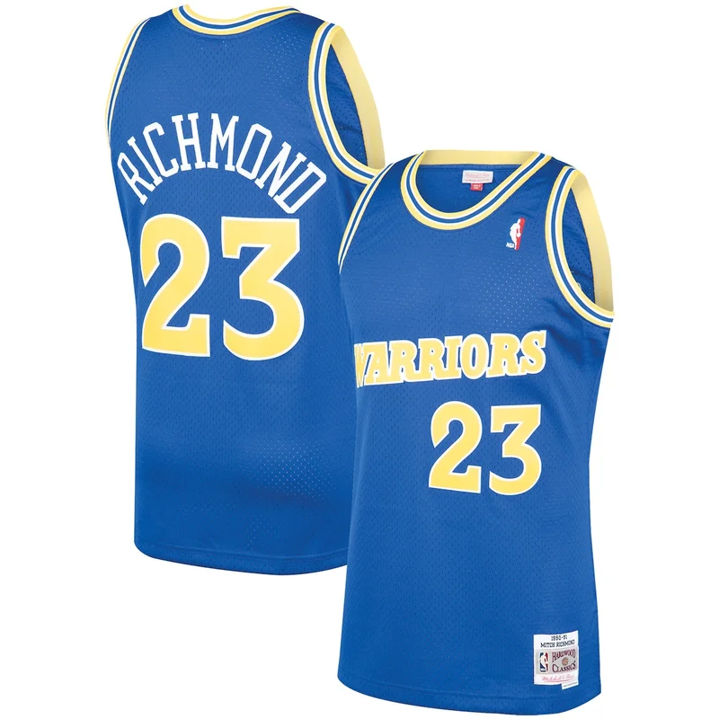 Chris Mullin Royal/Gold Golden State Warriors Hardwood Classics 1993/94 Split Jersey - Image 2