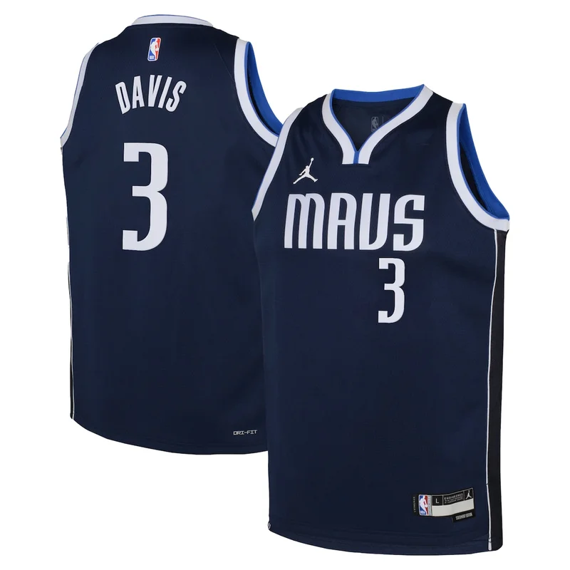 Dallas Mavericks Jordan Statement Edition Jersey - Navy - Anthony Davis - Unisex - Image 2