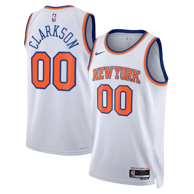 Patrick Ewing Orange/Royal New York Knicks 1991/92 Hardwood Classics Fadeaway Player Jersey - Image 5