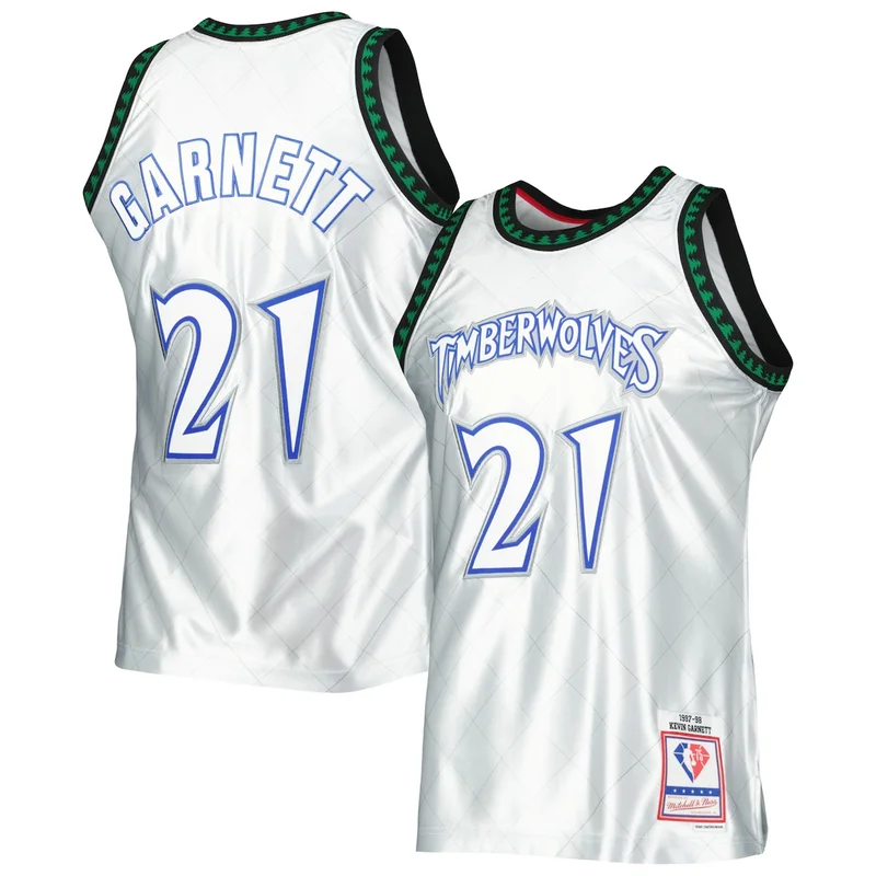 Kevin Garnett Platinum Minnesota Timberwolves 1997/98 Hardwood Classics 75Th Anniversary Jersey