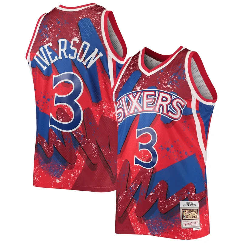 Allen Iverson Red Philadelphia 76Ers Hardwood Classics 1996/97 Hyper Hoops Jersey