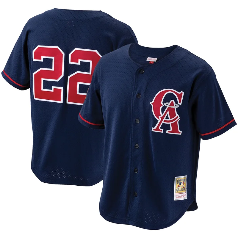 California Los Angeles Angels Reggie Jackson Navy Cooperstown Mesh Batting Practice Jersey - Image 3