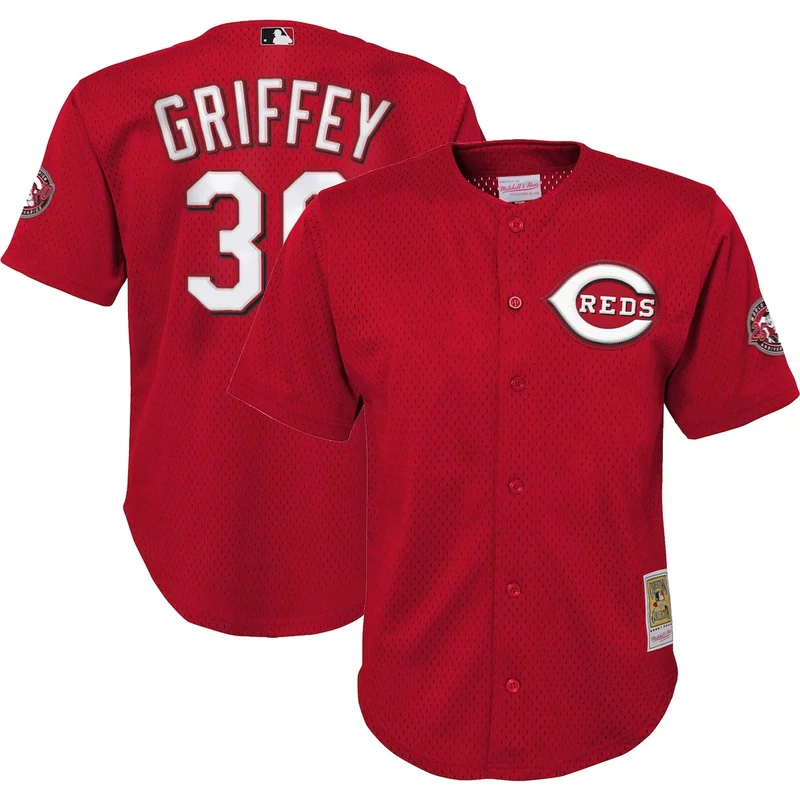 Cincinnati Reds Ken Griffey Jr. Red Cooperstown CollectionÂ Mesh Batting Practice Jersey