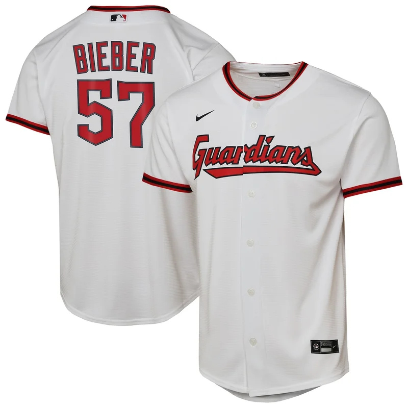 Cleveland Guardians Shane Bieber White Home Player Jersey