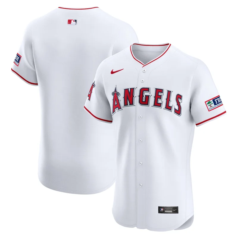 Los Angeles Angels White Home Elite Patch Jersey