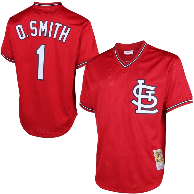 St Louis Cardinals Ozzie Smith Navy 1994 Cooperstown Collection Mesh Batting Practice Jersey - Image 4