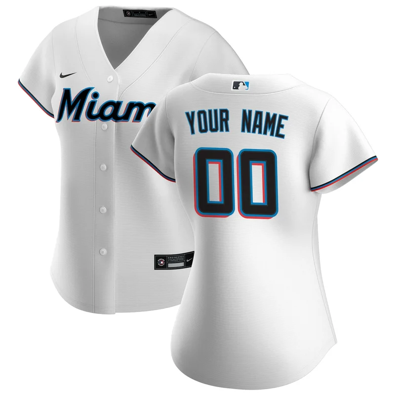 Miami Marlins White Home Custom Jersey