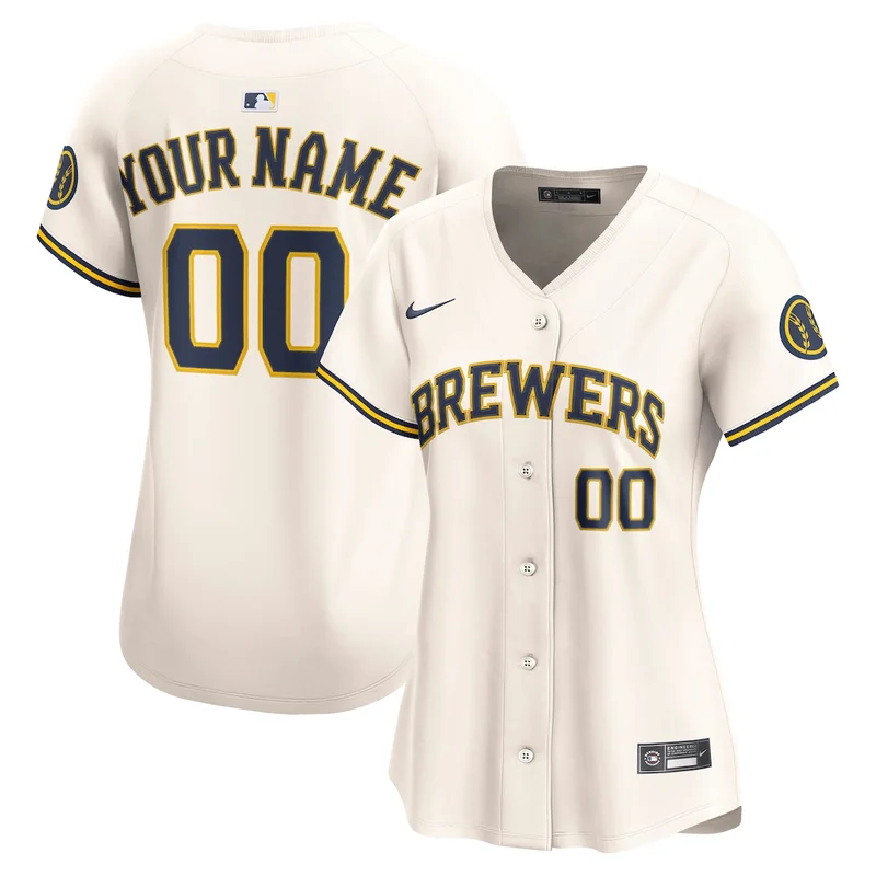 Milwaukee Brewers Cream Home Limited Custom Jersey