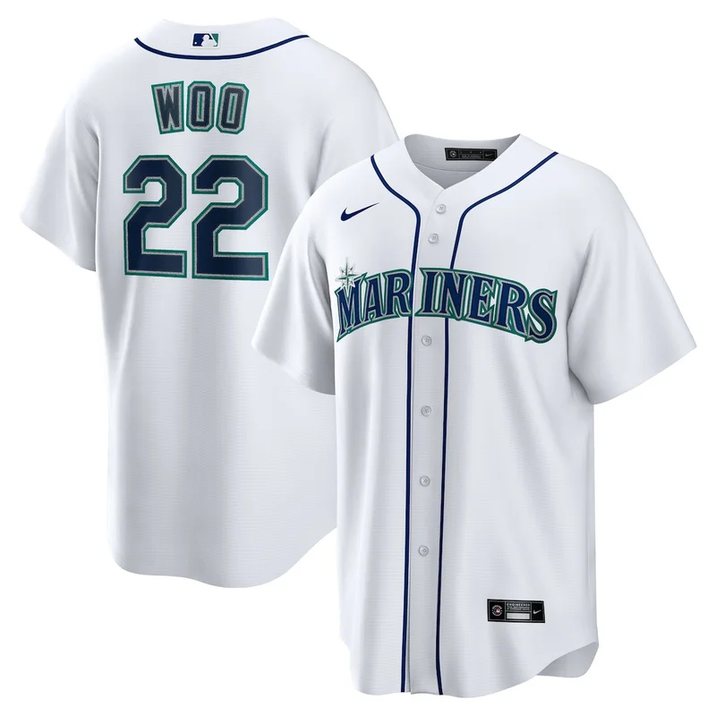 Seattle Mariners Bryan Woo White Home Jersey