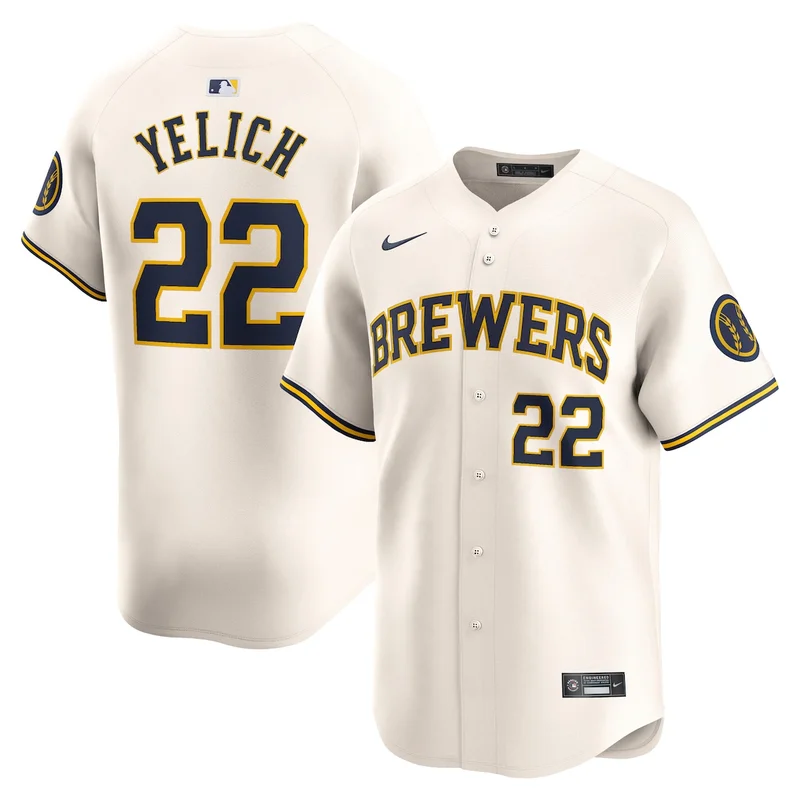 Milwaukee Brewers Christian Yelich Cream Home Limited Player Jersey - Image 4