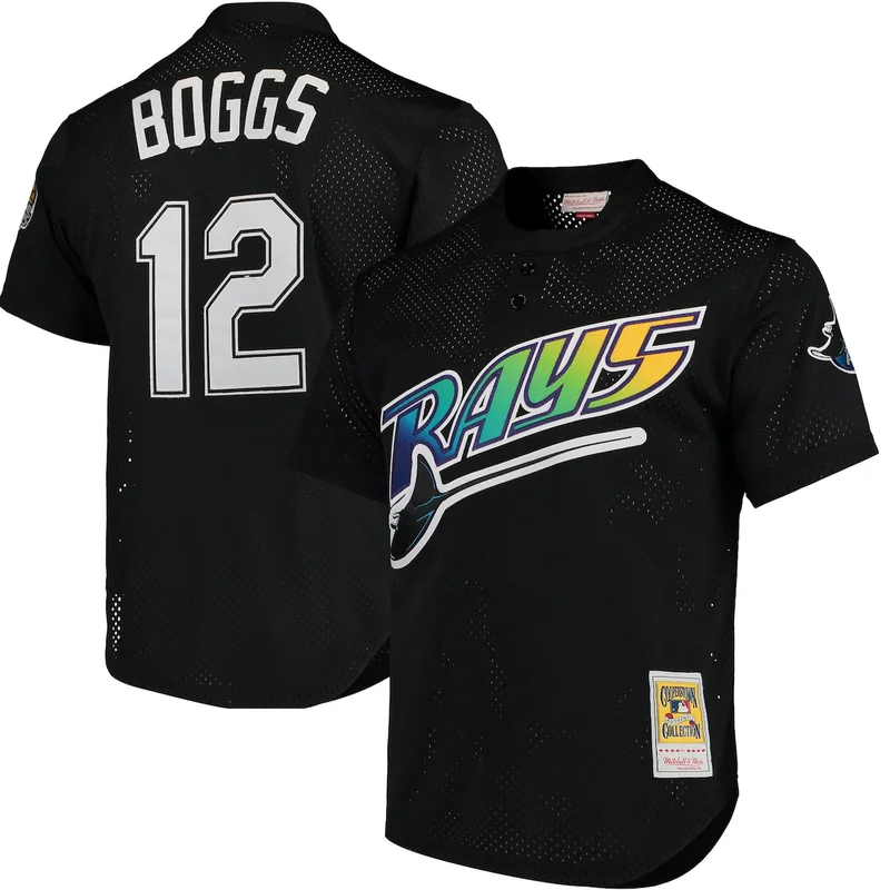 Tampa Bay Rays Wade Boggs Black Cooperstown 1991 Mesh Batting Practice Jersey