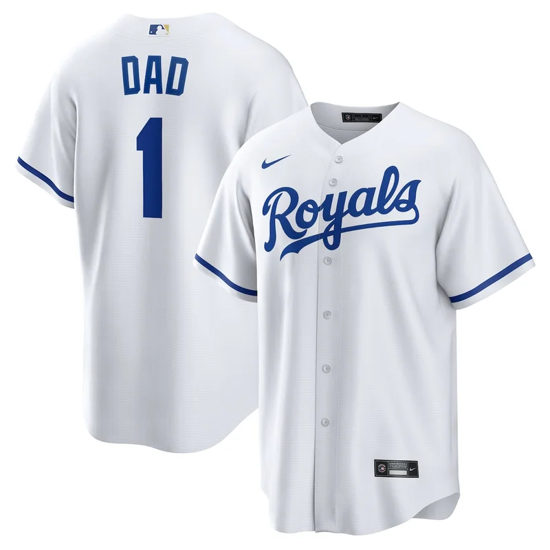 Kansas City Royals  White #1 Dad Home Jersey