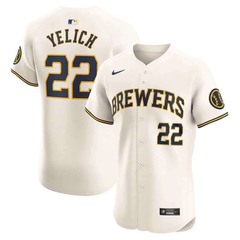 Milwaukee Brewers Christian Yelich White Alternate Alternate Elite Player Jersey - Image 3
