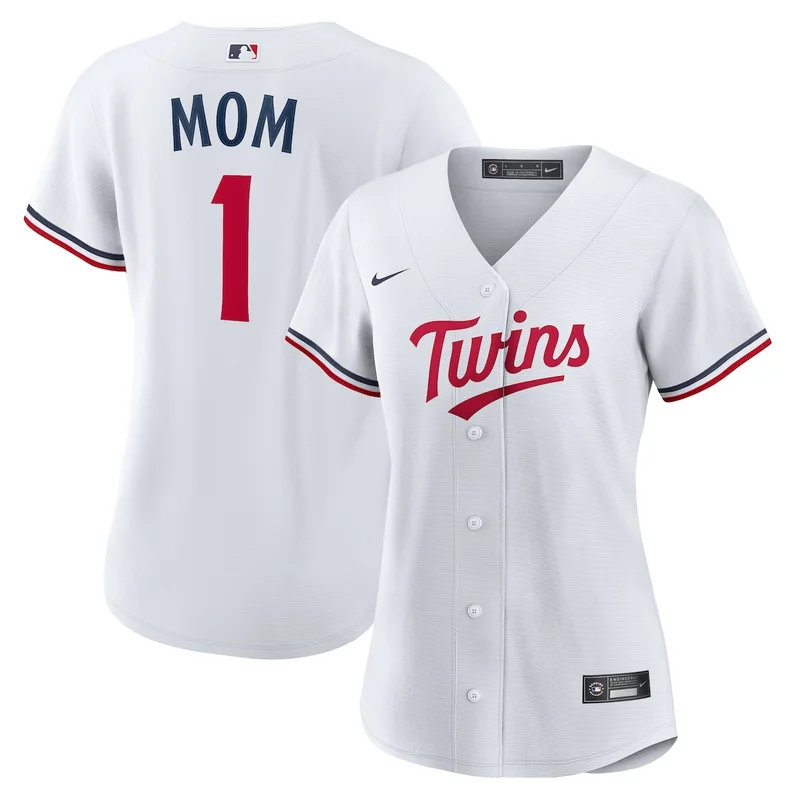 Minnesota Twins  White #1 Mom Home Jersey