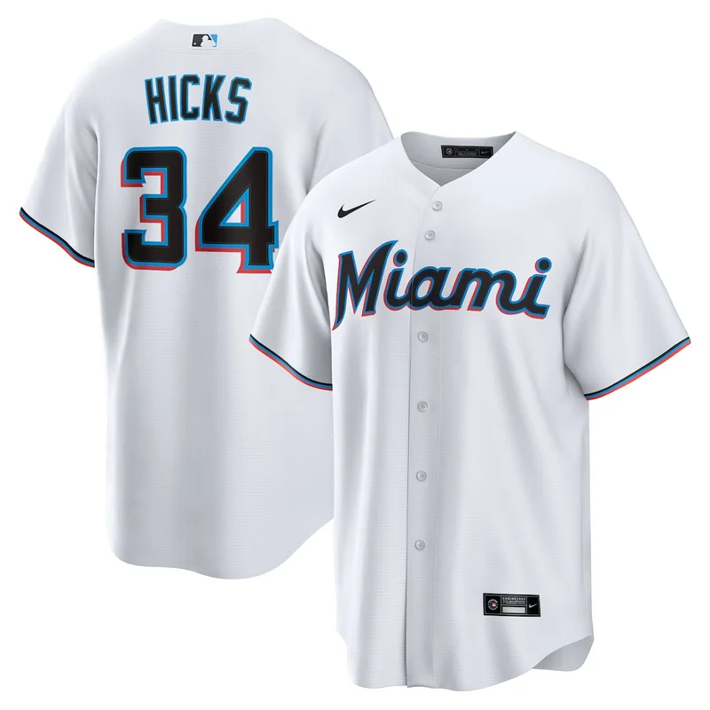 Miami Marlins Eury Perez White Home Jersey - Image 5