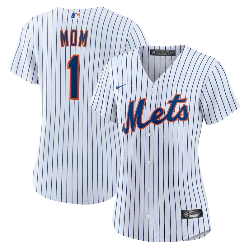 New York Mets  White #1 Mom Home Jersey