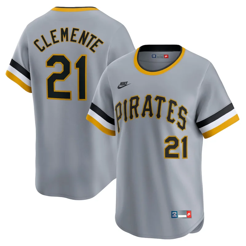 Pittsburgh Pirates Roberto Clemente Gray Throwback Cooperstown Collection Limited Jersey