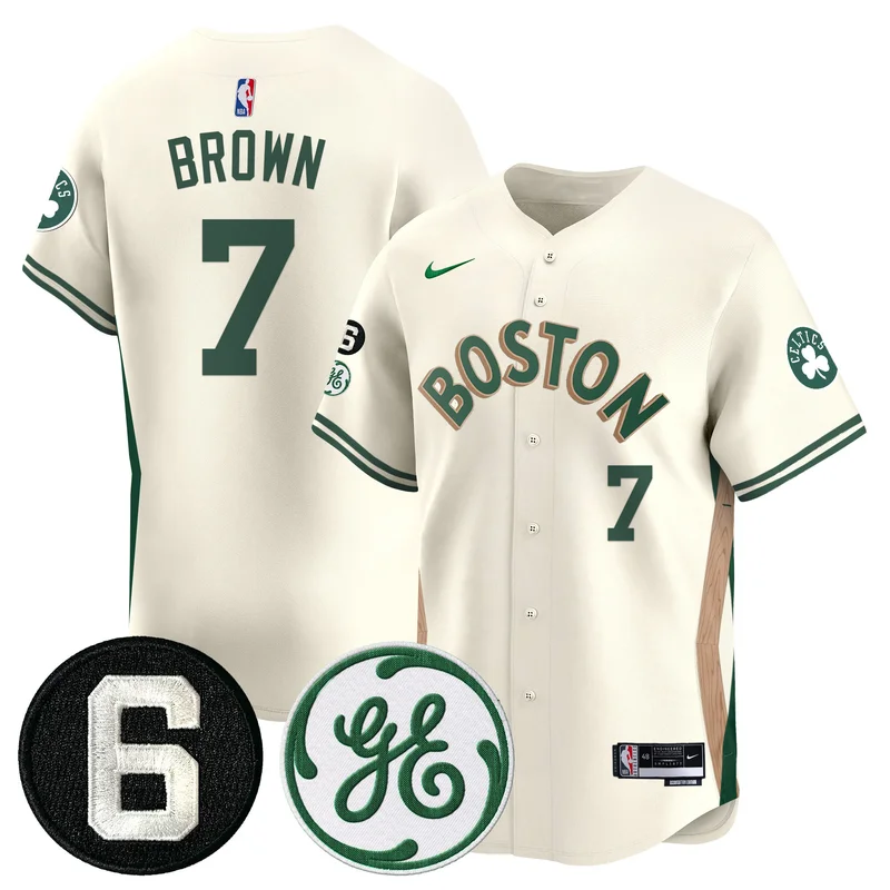 Boston Celtics #9 White Cream Jersey Bill Russell & John Havlicek Patch Baseball All Stitched - Image 2