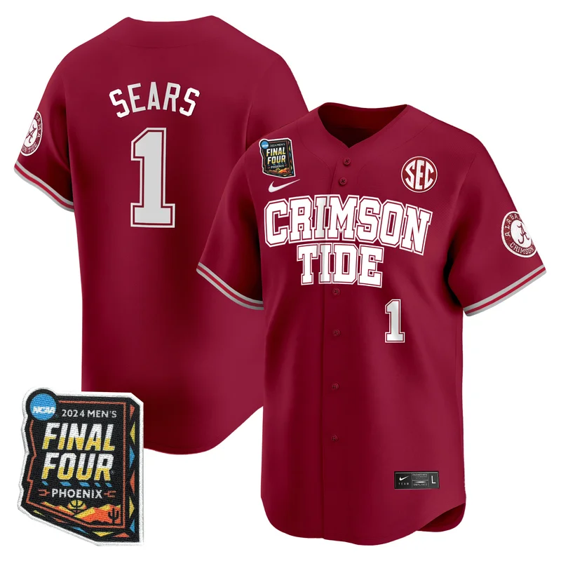Alabama Crimson Tide White Jersey Final Four Patch Baseball All Stitched - Image 2