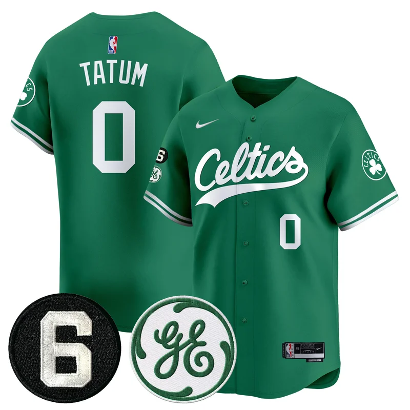 Boston Celtics #0 Tatum Green Jersey Bill Russell & John Havlicek Patch Baseball All Stitched