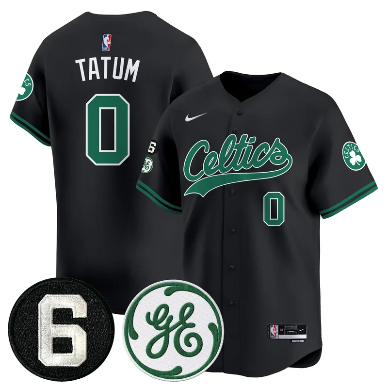 Boston Celtics #4 Holiday Black Gold Jersey Bill Russell & John Havlicek Patch Baseball All Stitched - Image 4