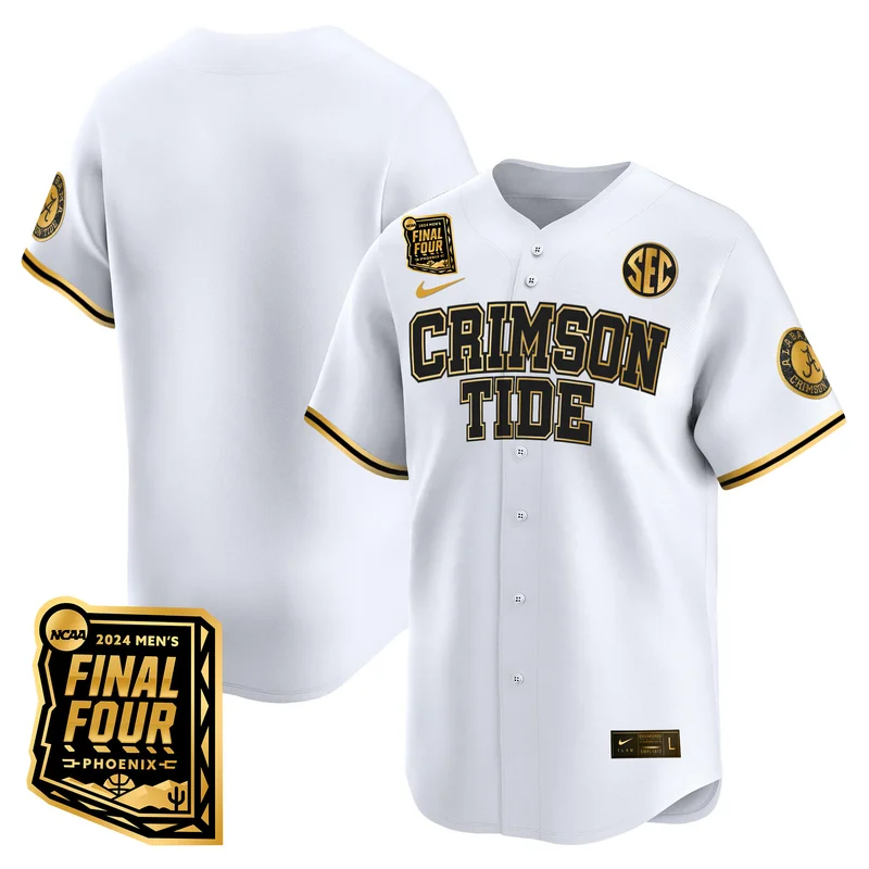 Alabama Crimson Tide #23 Pringle White Gold Jersey Final Four Patch Baseball All Stitched - Image 2