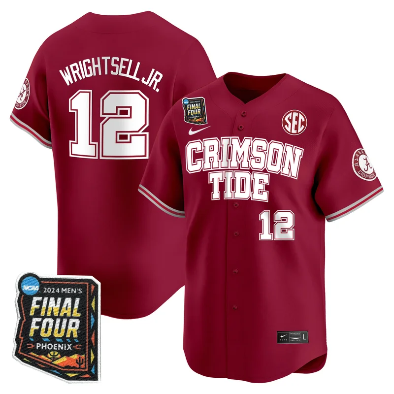 Alabama Crimson Tide #12 Wrightsell Jr Red Jersey Final Four Patch Baseball All Stitched