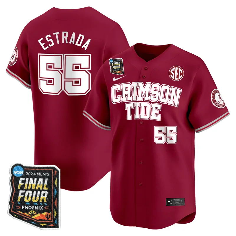 Alabama Crimson Tide White Jersey Final Four Patch Baseball All Stitched - Image 4
