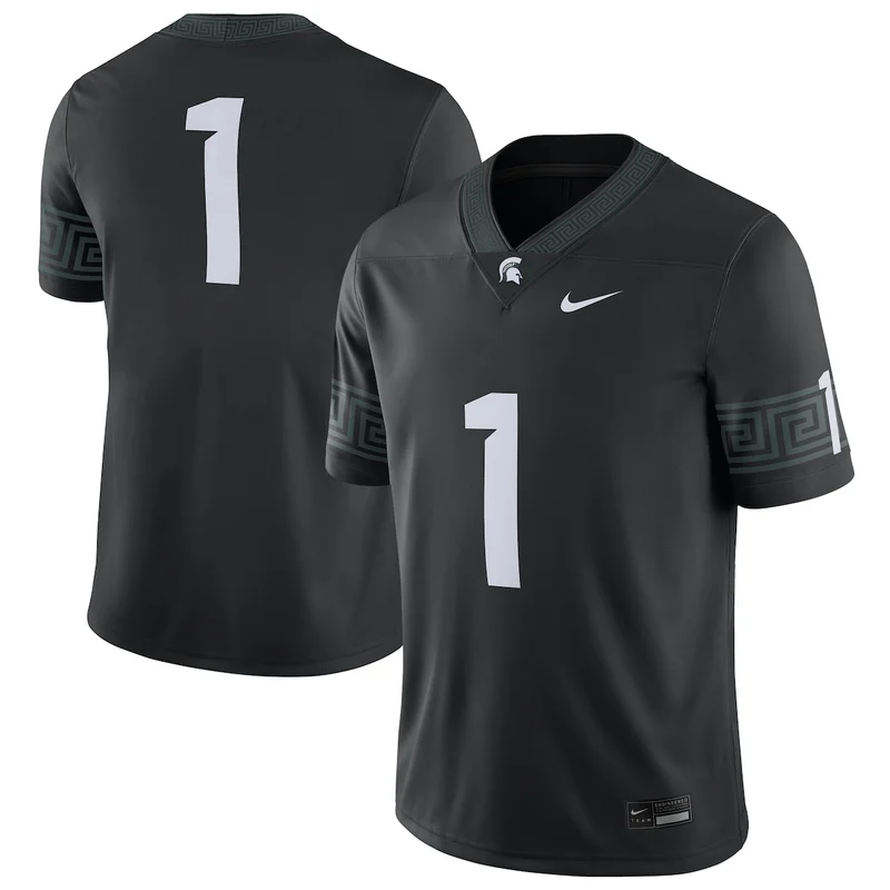 #1 Black Michigan State Spartans Untouchable Game Football Jersey - Image 2