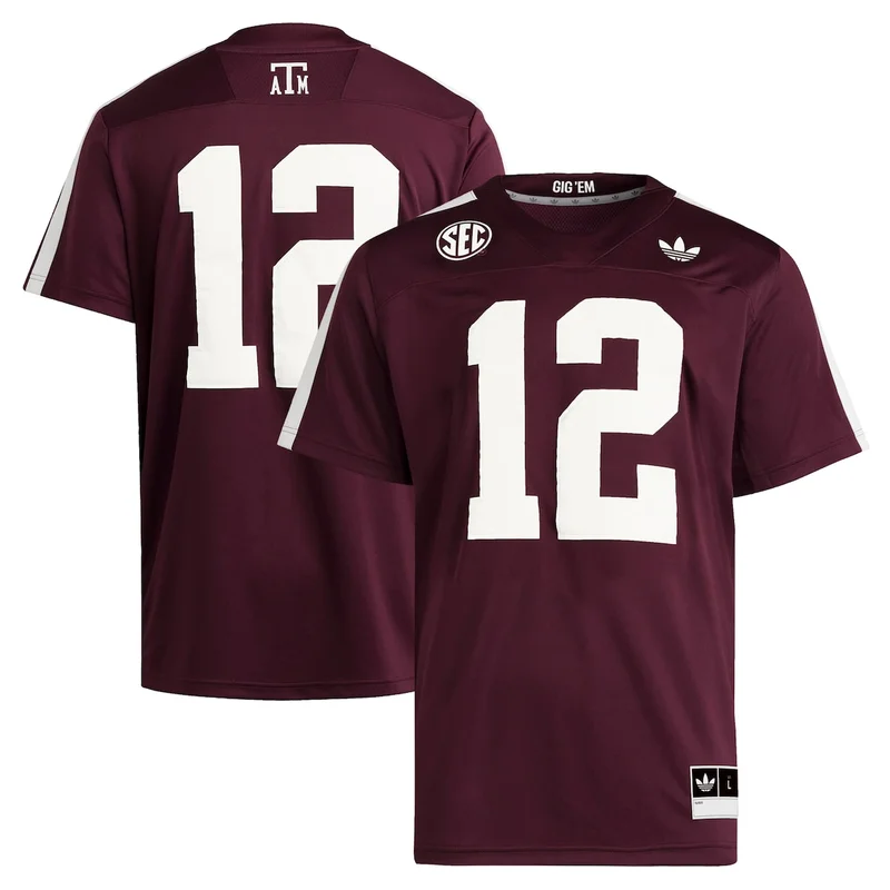 #12 Maroon Texas A&M Aggies Premier Strategy Football Jersey 