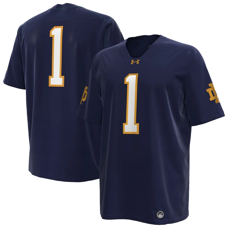 Under Armour #1 White Notre Dame Fighting Irish Football Jersey - Image 2