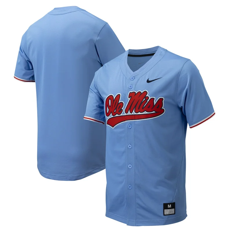 Navy Ole Miss Rebels 2-Button Baseball Jersey - Image 5