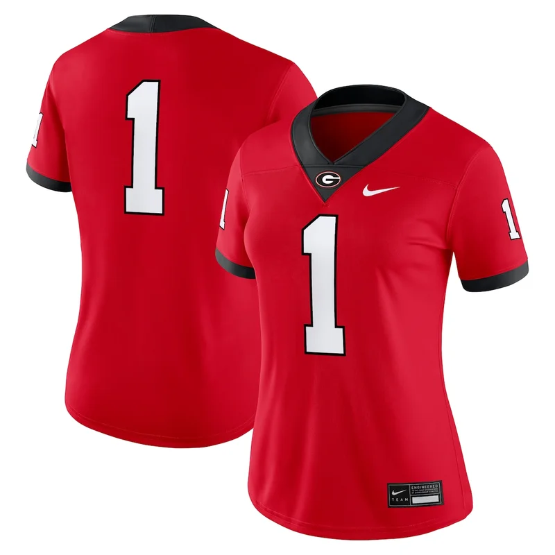 #1 Red Georgia Bulldogs Game Football Jersey 