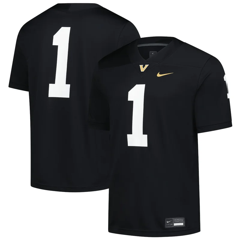 #1 Black Vanderbilt Commodores Untouchable Game Football Jersey 