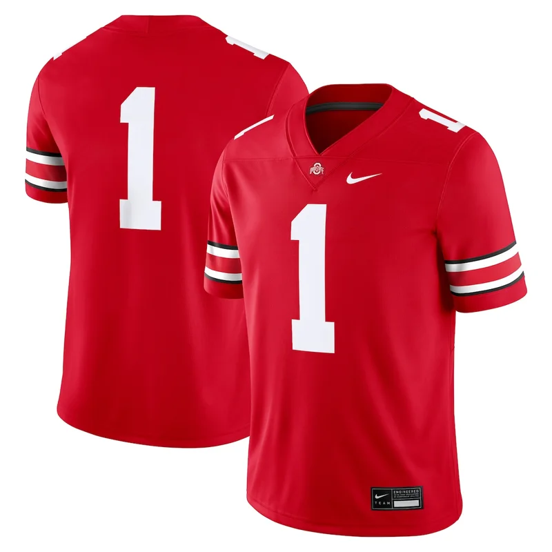 #1 Scarlet Ohio State Buckeyes Team Football Jersey - Image 4