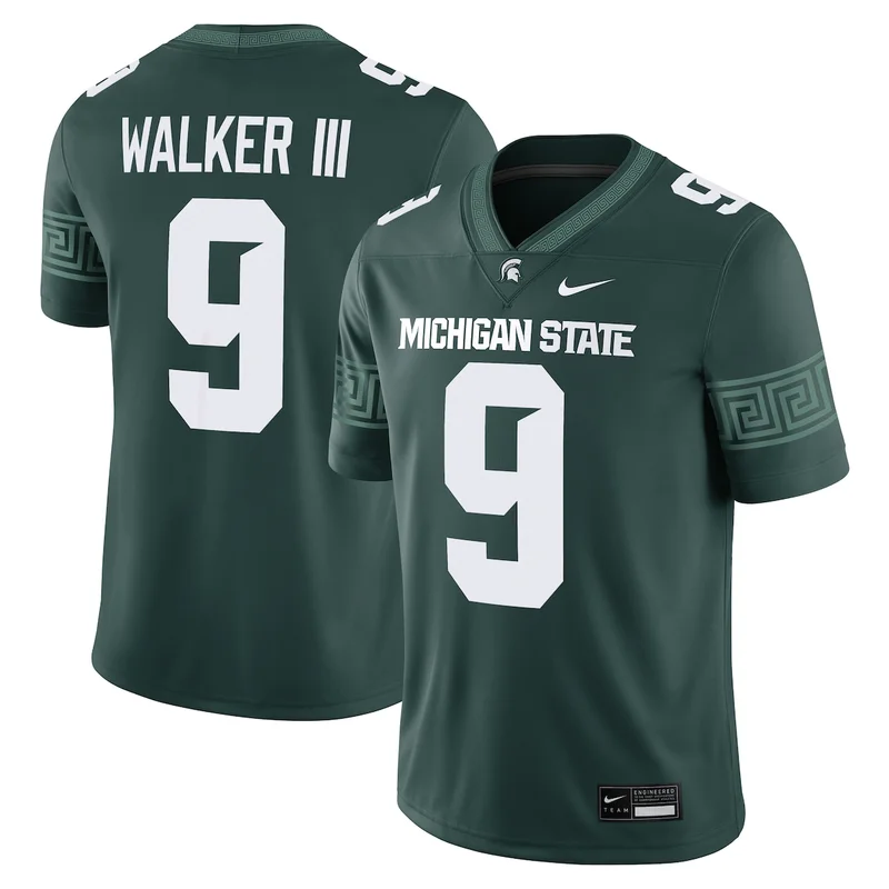 Kenneth Walker III Green Michigan State Spartans Player Game Football Jersey 