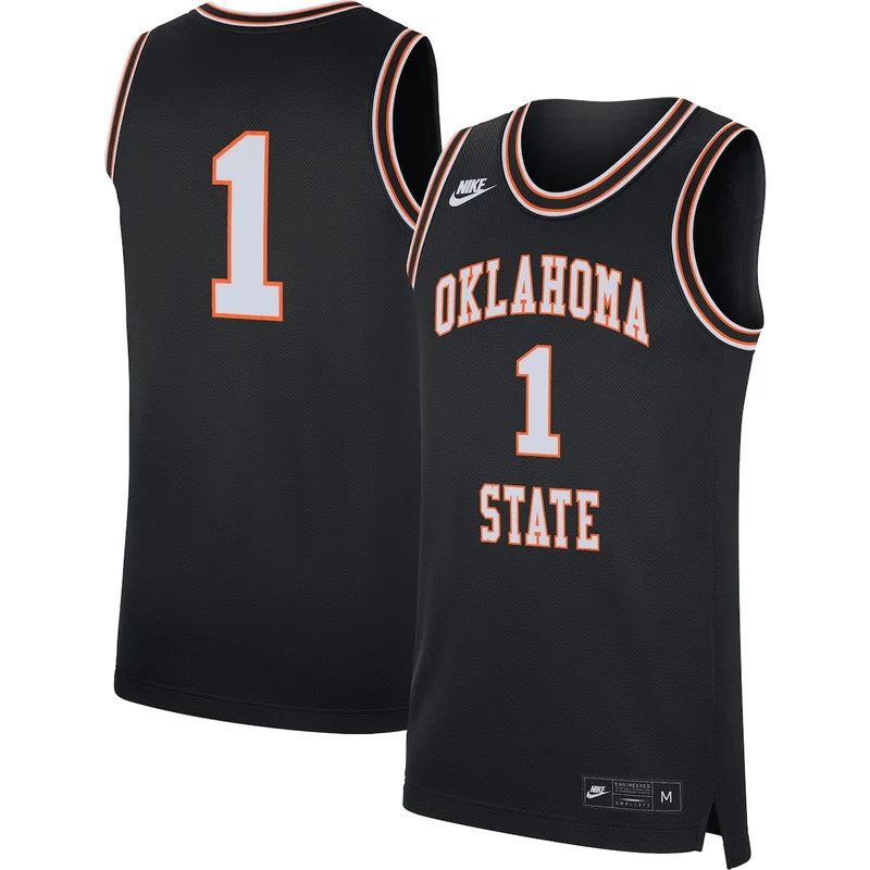 #1 Black Oklahoma State Cowboys Team Basketball Jersey - Image 2