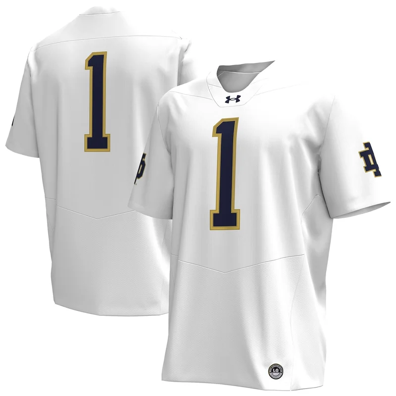 Under Armour #1 White Notre Dame Fighting Irish Football Jersey - Image 4