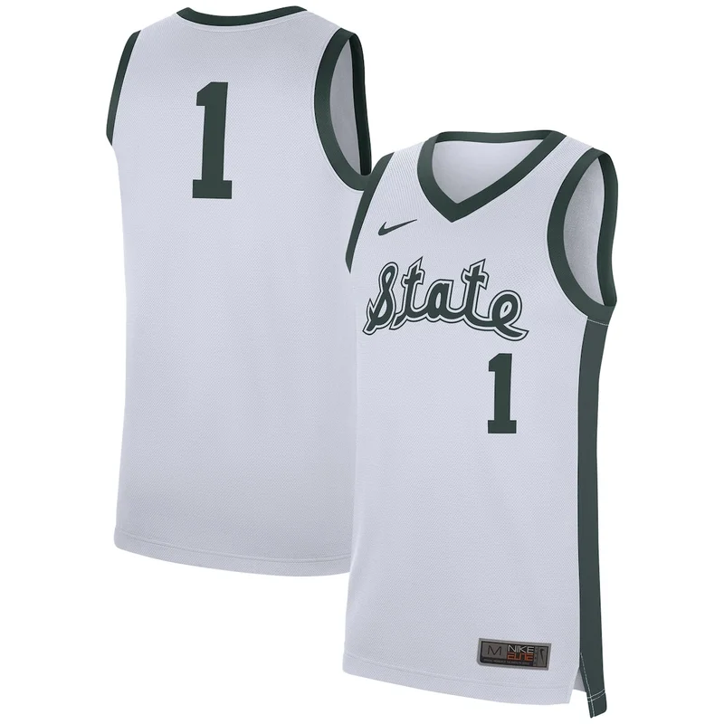 #1 White Michigan State Spartans Jersey Basketball 