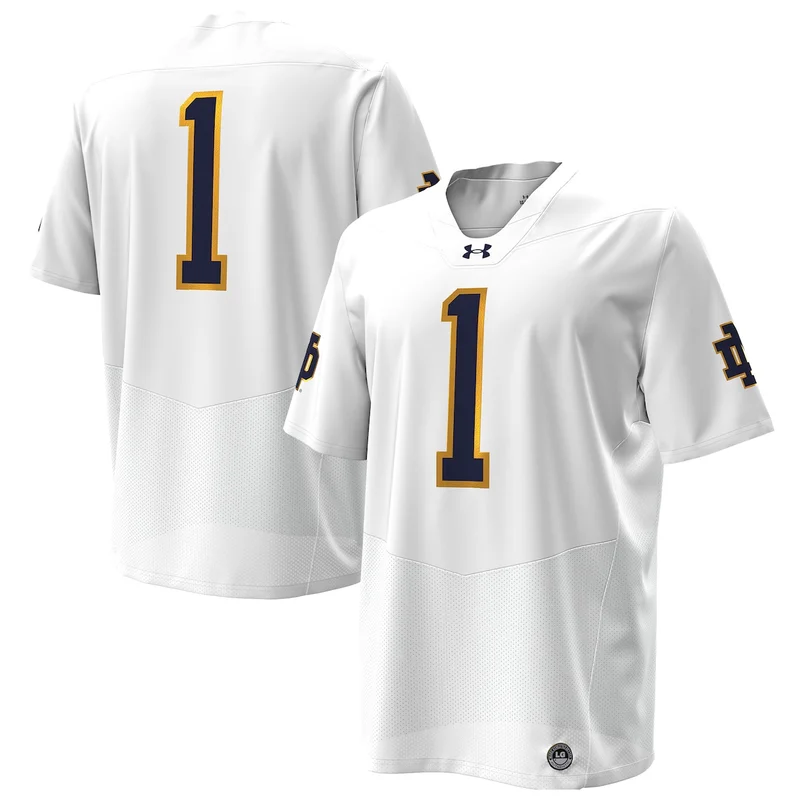 Under Armour #1 White Notre Dame Fighting Irish Football Jersey 