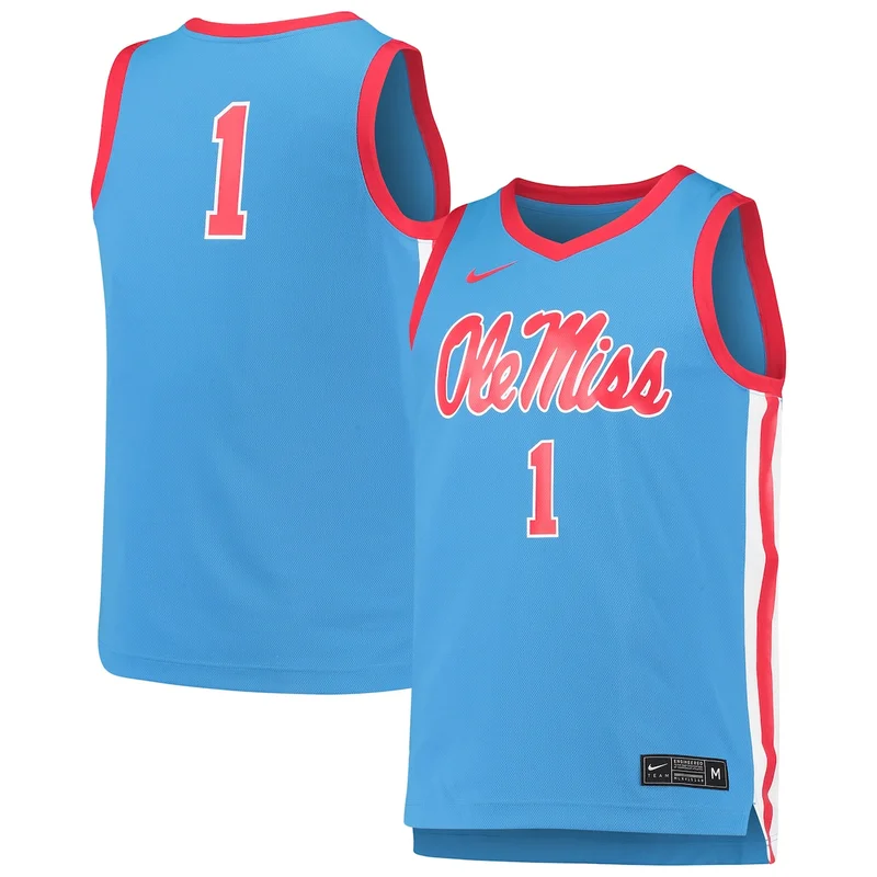 #1 Navy Ole Miss Rebels Basketball Jersey - Image 2