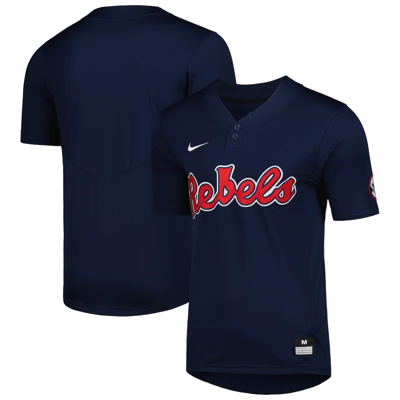 Navy Ole Miss Rebels 2-Button Baseball Jersey 